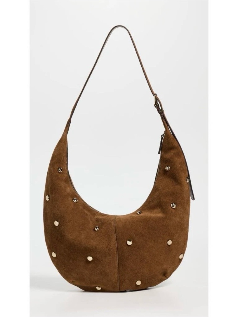 Madewell The Essential Curve Stud-Accent Suede Hobo Bag in Acorn